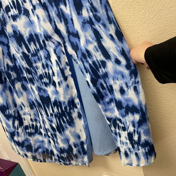 Eloquii Womens Maxi Lined Skirt Size 16 Abstract Print Blue Faux Wrap Side Split - Picture 6 of 10